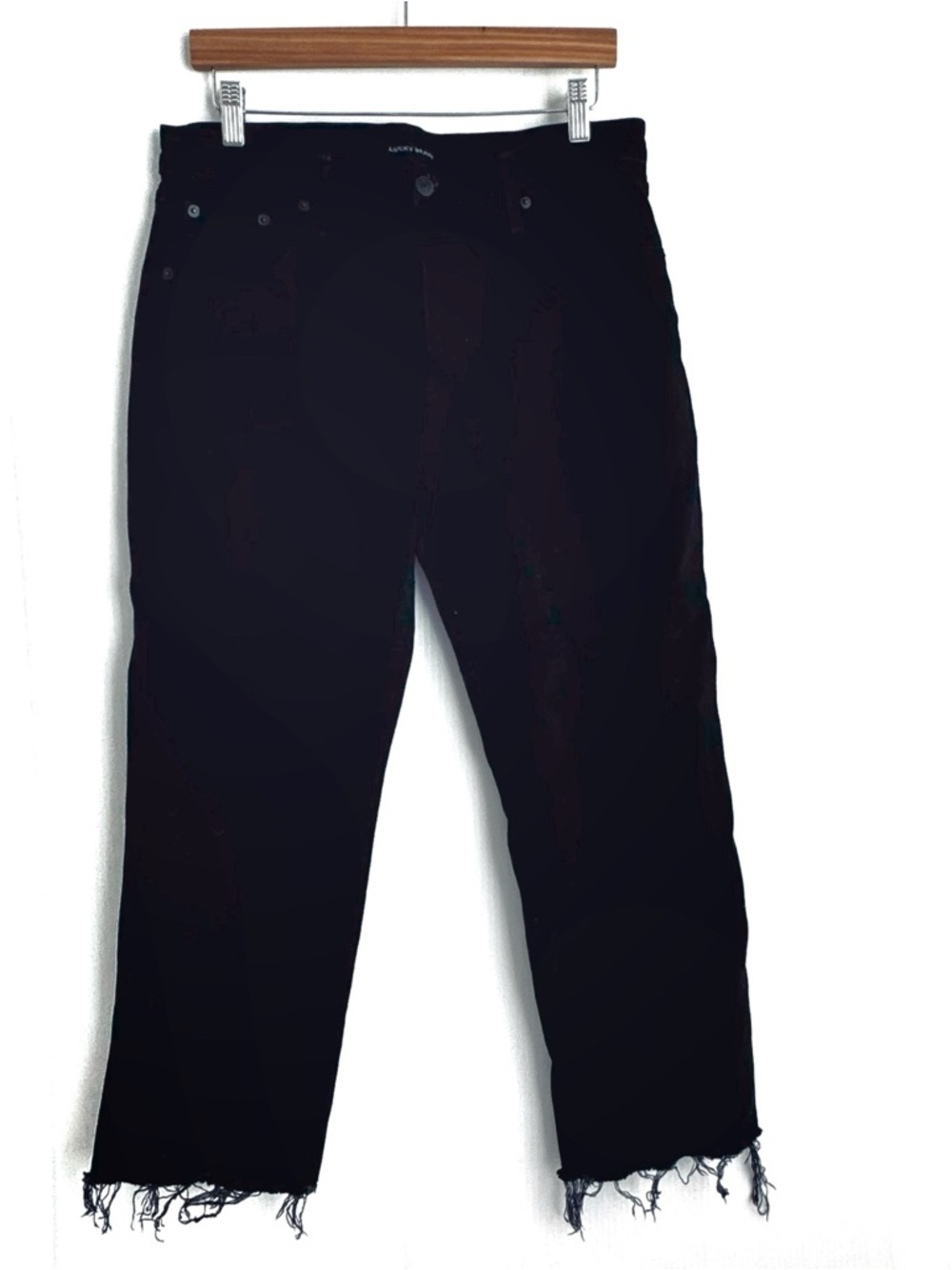 Lucky Brand Black Relaxed Jeans with Frayed Hem